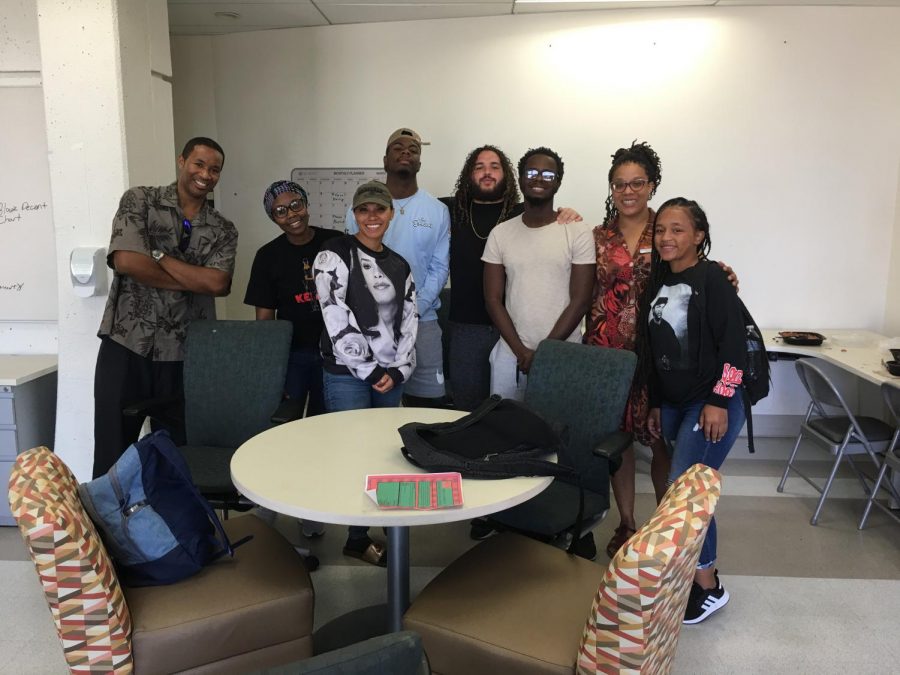Photo courtesy of Professor Jermaine Cathcart. Cathcart (left) and some of the Black Student Success Centers students and staff.