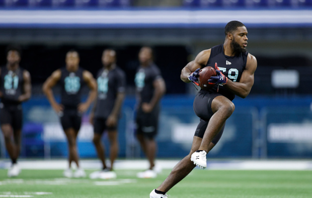 Indianapolis, Ind. - March 1: Defensive back Daniel Thomas of Auburn runs a drill during the NFL Combine at Lucas Oil Stadium on Feb. 29, 2020 in Indianapolis, Indiana. Courtesy of Joe Robbins/Getty Images