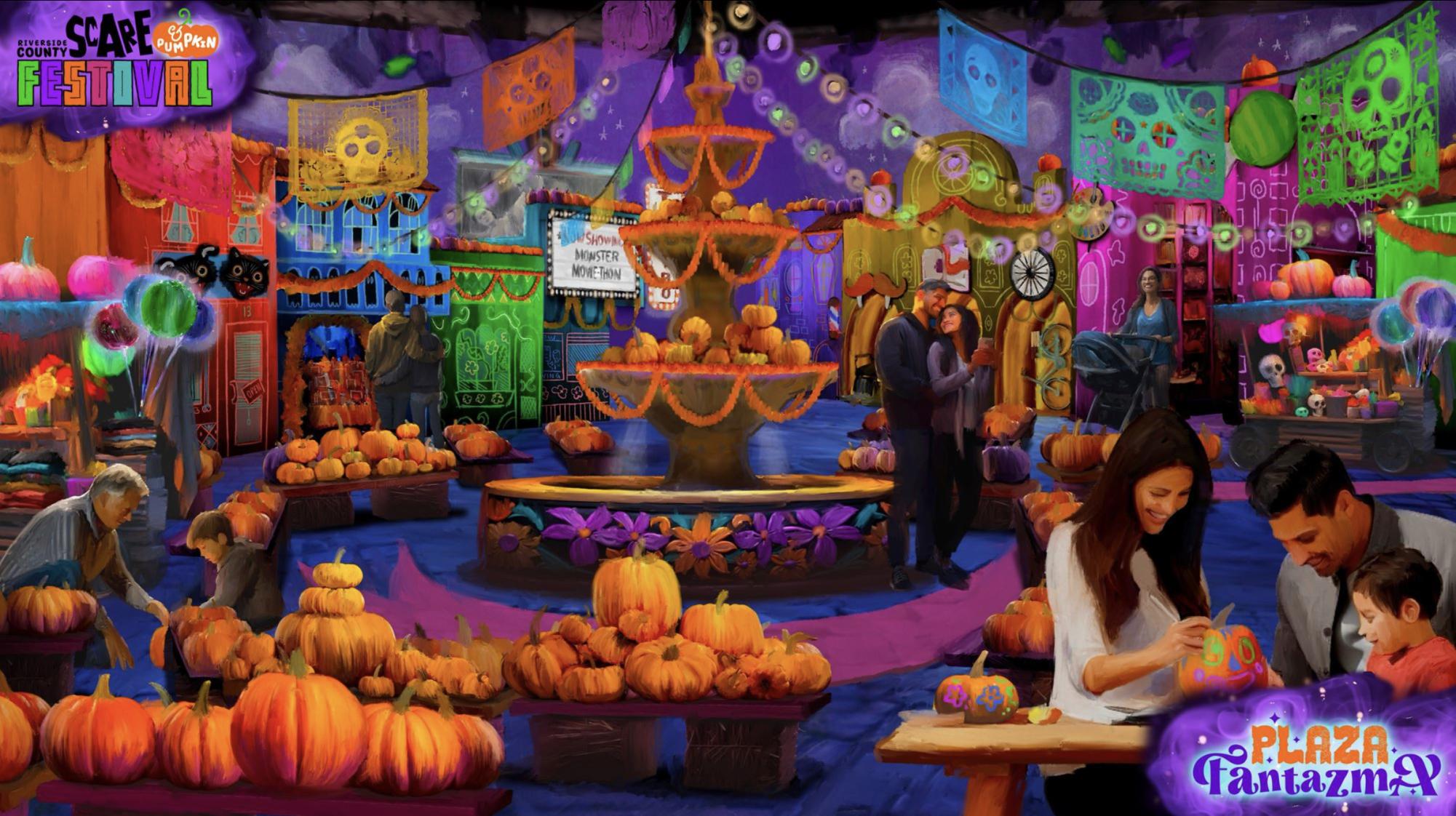 Photo courtesy of Riverside County Scare and Pumpkin Festival. Central town of Plaza Fantazma.