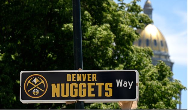 Photo courtesy of Getty Images/RJ Sangosti. The City of Denver unveiled the Denver Nuggets Way street sign at Bannock Street between Colfax and 14th Avenue on May 31, 2023 in Denver, Colorado. 