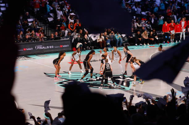 Photo Courtesy of Getty Images/Bruce Bennett The New York Liberty and the Las Vegas Aces tip off during Game Three of the 2023 WNBA Finals at the Barclays Center on October 15, 2023 in the Brooklyn, New York. 