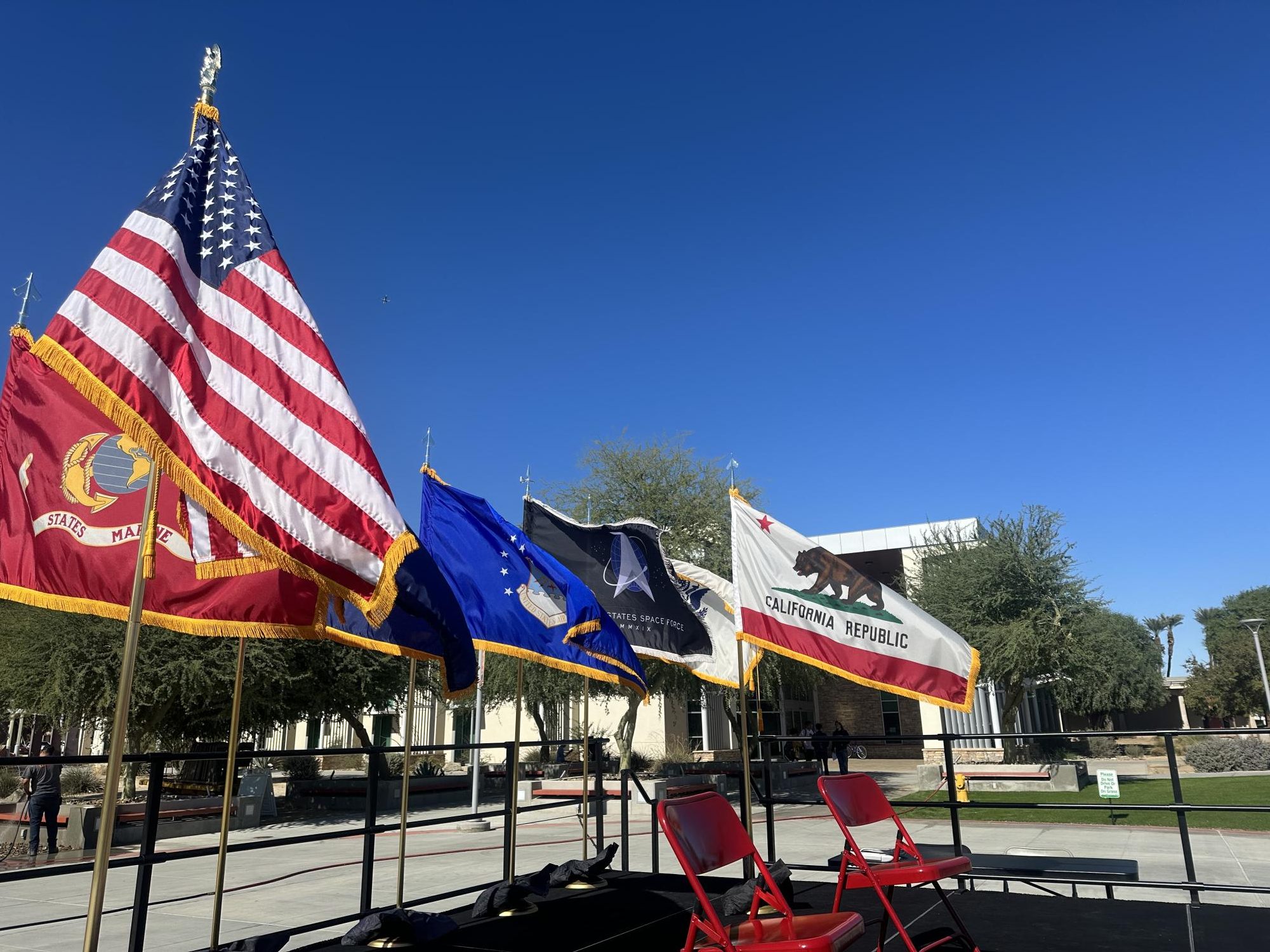Photo courtesy of The Chaparral/ Jet Bautista. Flags honoring the Veterans for the ceremony at College of the Desert on Nov. 9, 2023.