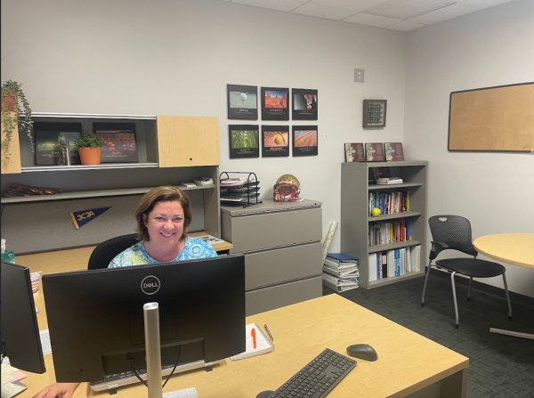 Photo courtesy of The Chaparral/Isaac Manaugh. New Athletic Counselor Victoria Vicky Curry in her new office in the athletic department building. 