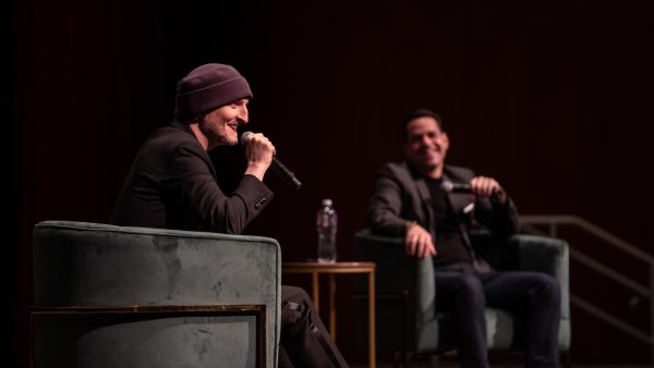 Director Michael Gracey is sharing insights about his film Better Man with the audience. Photo courtesy of the Palm Springs International Film Festival.