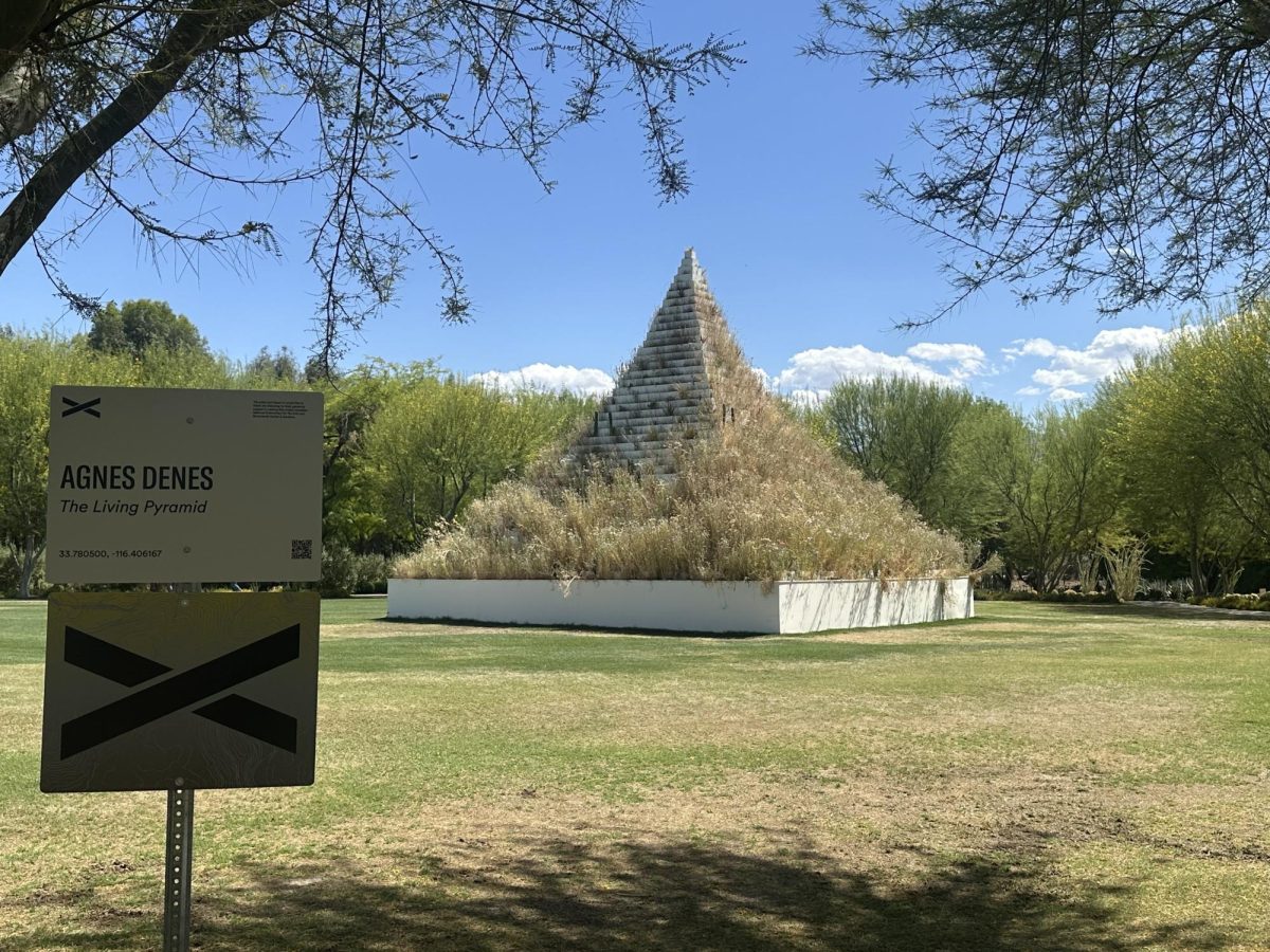 Photo courtesy of The Chaparral/Brenda Vargas.  Agnes Denes artwork, The Living Pyramid. 