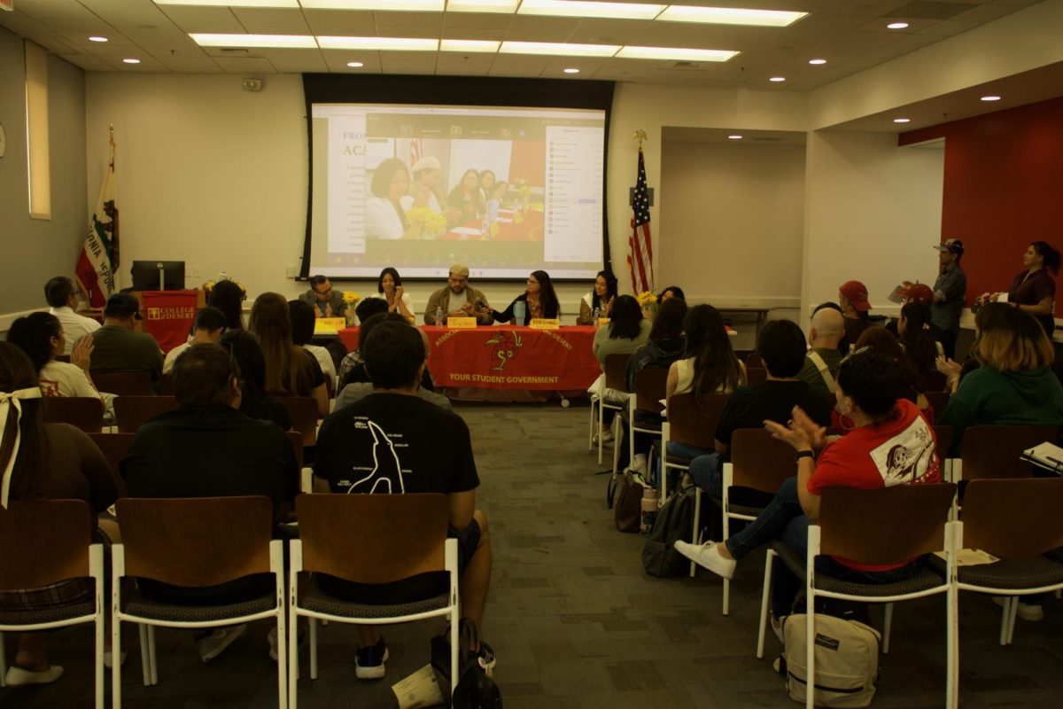Photo courtesy of Jeremiah Garcia. Latinx Faculty Panel in the Cravens Multi Purpose Room. 