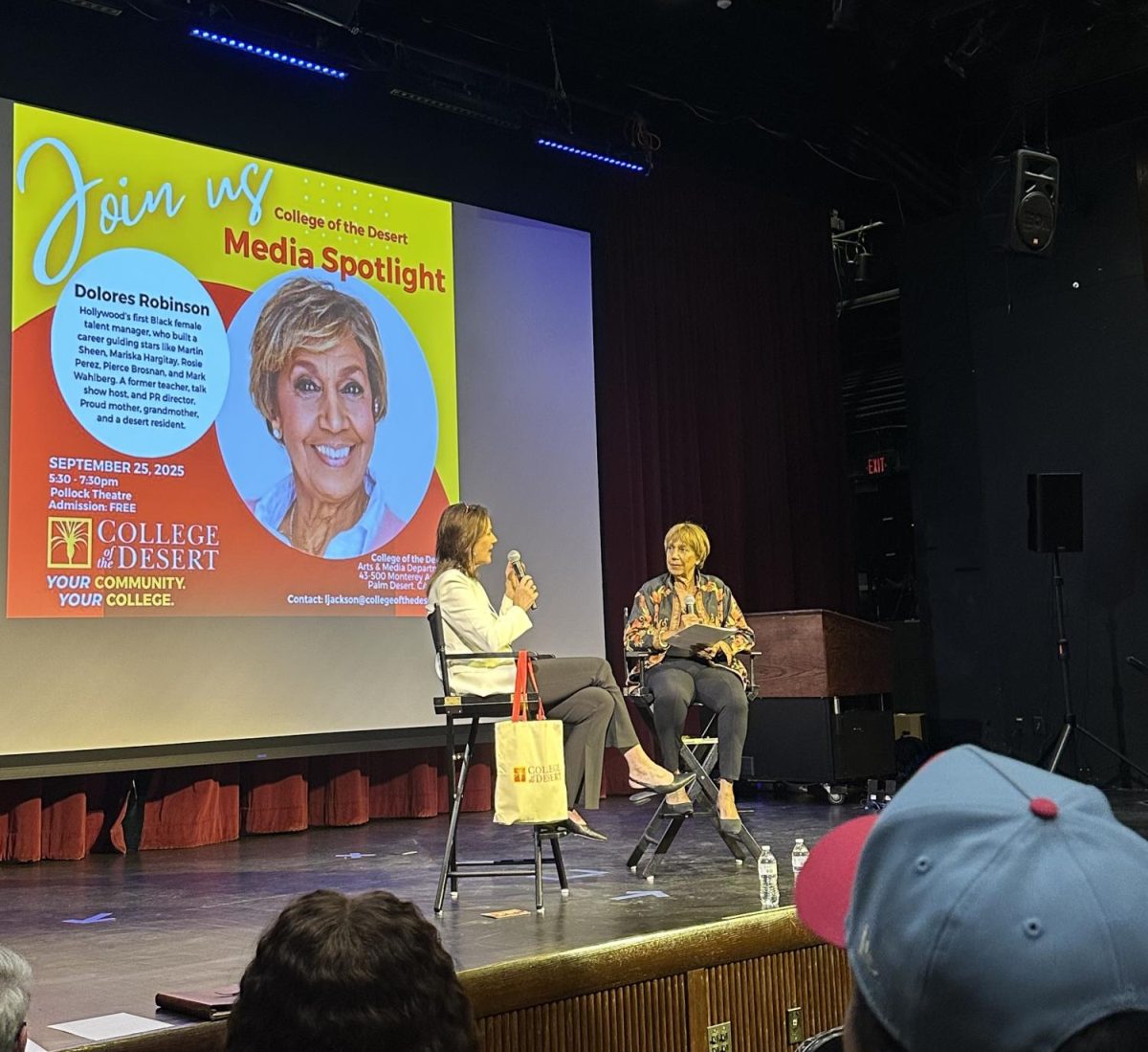 Photo courtesy of The Chaparral/Brenda Vargas. Laurilie Jackson on the left, interviewing Dolores Robison on the right. 