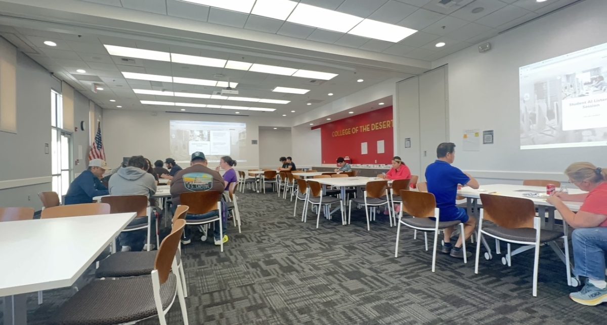 Photo courtesy of The Chaparral/Tyler Stephens AI listening session at the Craven's Multipurpose room. 
