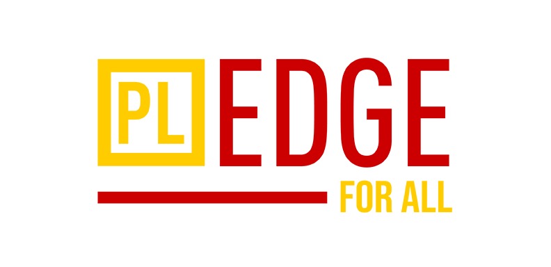 Photo courtesy of The Chaparral/Sarah Ghazawi. plEDGE For All logo. 